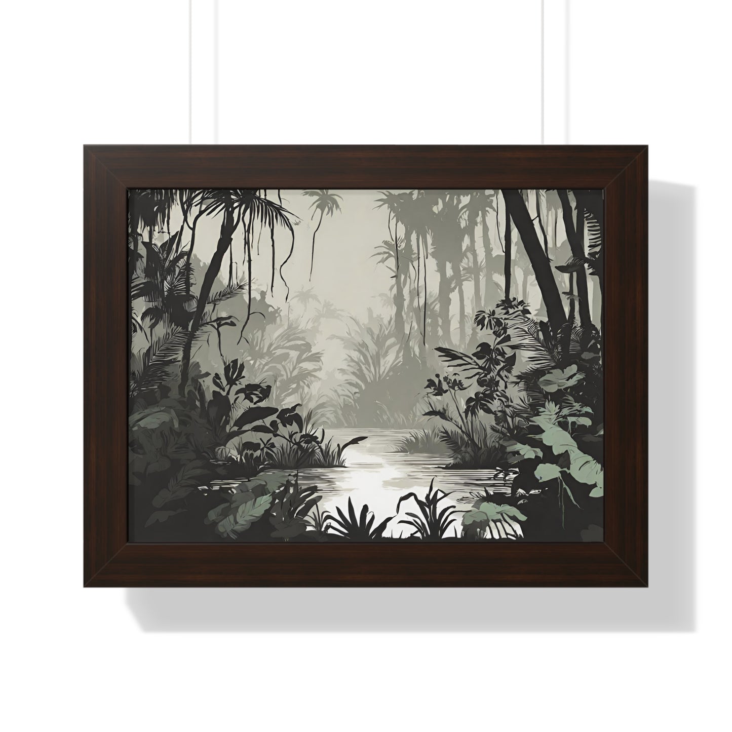 Wall Decor, Jungle Scene, Framed Wall Hanging, Black Shadow Print, Nature Scene Picture, Living Room Poster, Office Scenery