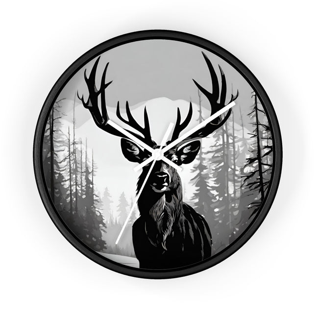 BIG BUCK HUNTER Wall Clock - Snowy Mountain Deer Hunting Decor