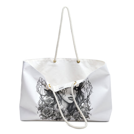 Gothic Rose Fairy Web Girl Travel Gift Bag, Flowered Spiderweb Maiden Weekend Bag, Mystical Beauty Tote