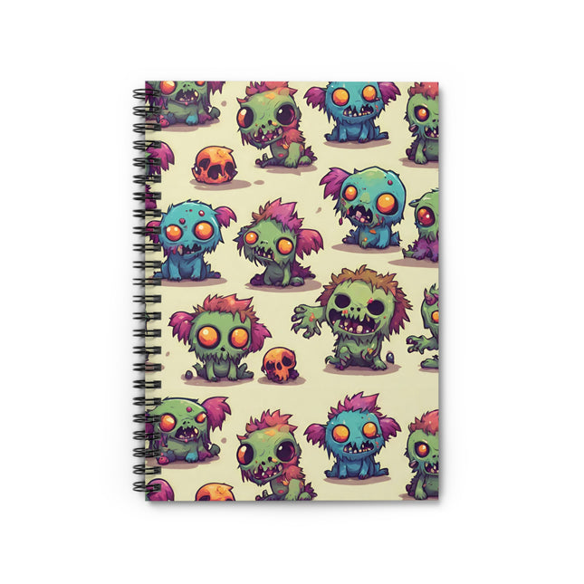 Kids Zombie Monster Fun Spiral Notebook | Gross Out Furry Creatures Colorful Rule Line Paper | Cute Fuzzy Tiny Monsters Child School Journal