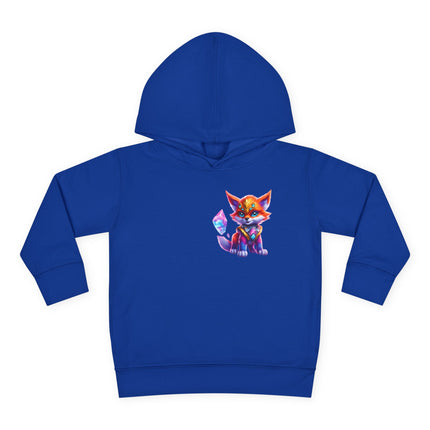 Rainbow Crystal Fox Toddler Girls Hoodie, Orange Blue Cosmic Guardian Sweatshirt, Two Sided 2T 4T 5-6T Long Sleeve Hood