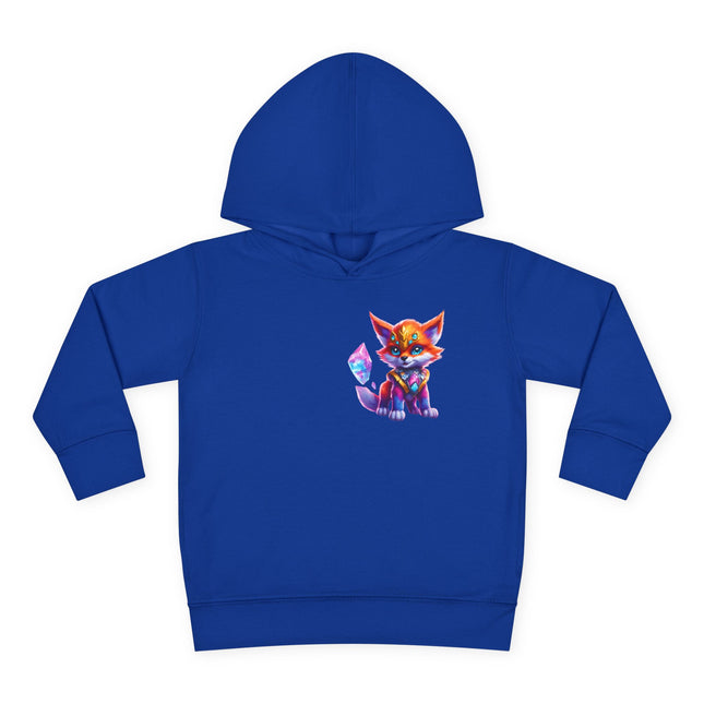 Rainbow Crystal Fox Toddler Girls Hoodie, Orange Blue Cosmic Guardian Sweatshirt, Two Sided 2T 4T 5-6T Long Sleeve Hood