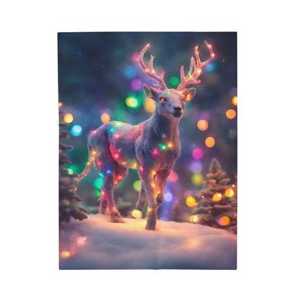 Mythical Deer Christmas Blanket, Kids Adults Mystical Lights Plush Throw, Festive Fantasy Lovers Gift, Snow Creatures Holiday Twin Cover