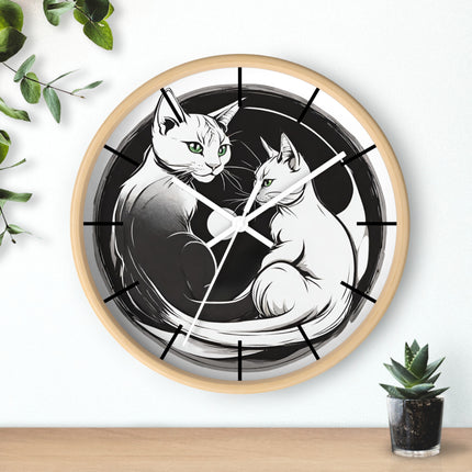 MOONLIT MEOWS Wall Clock - Romantic Cats Starry Night Decor