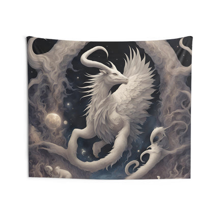Majestic Myths Wall Art Decor | Pegasus Horned Winged Goat Tapestry | Sky Cloud Fantasy Game Room Hanging | Mythological Bed Room Gift