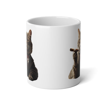Cigar Smoking Cat Coffee Mug, CEO Boss Suit Kitty, Funny Office Cat Lovers Cup Gift, Company Drinking 20 oz. Mug