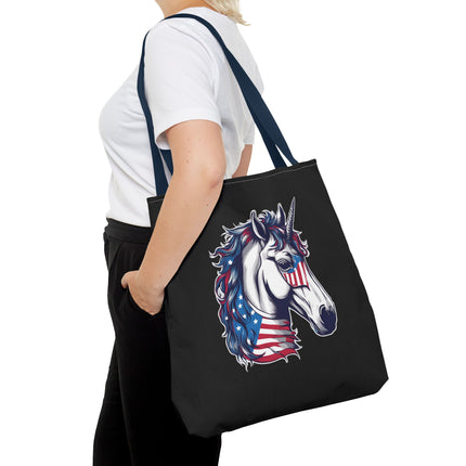 Patriotic Unicorn Gift Tote | American Flag Election Grocery Bag | United States Flag Freedom Lovers Office Travel Carrier | Patriot Sack
