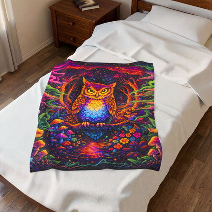 PSYCHEDELIC FOREST OWL Trippy Mushroom Blanket