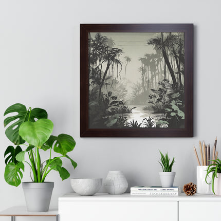 Wall Decor, Jungle Scene, Framed Wall Hanging, Black Shadow Print, Nature Scene Picture, Living Room Poster, Office Scenery
