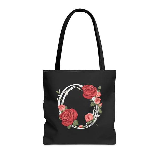 Custom Letter Personalized Tote | Rose Flowered Grocery Travel Bag | Floral Print Roses Office Laptop & Books or Exercise Overnight Carrier