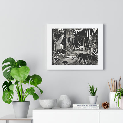 Animal Kingdom Print, Jungle Wall Decor, Elephant Picture, Shadow Wall Hanging, Giraffe Picture, Living Room Poster, Office Scenery