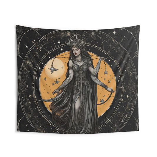 Star Dark Goddess Wall Decor | Lunar Time Keeper, Space Astronomy Tapestry Gift | Astrology Woman Night Sky Psychic & Tarot Room Hanging