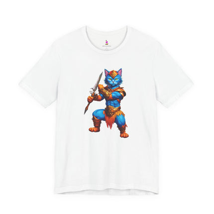BLUE WARRIOR HULK CAT T-Shirt - Funny Superhero Feline Art Tee