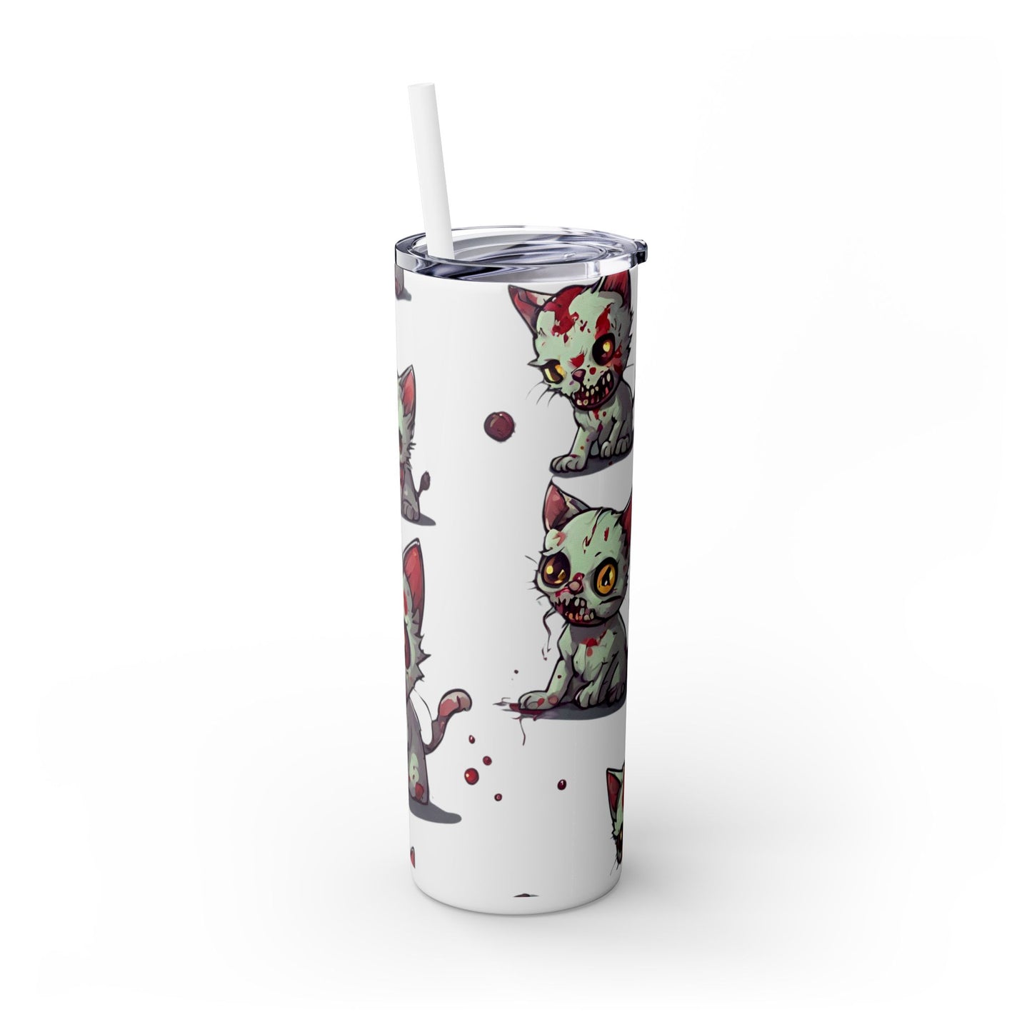 Zombie Kitties Skinny Tumbler | Mutated Kitten Zombies Insulated Cup | Furry Mutant Cats Office College School Hiking Road Drink Traveler