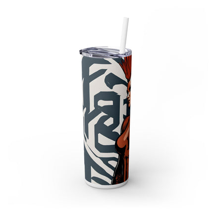 FUTURISTIC CYBER PUNK Skinny Tumbler - Leather Clad Spike Mohawk Girl Insulated Cup