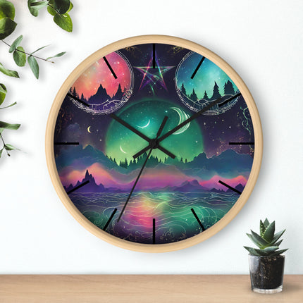 MOONLIGHT MOUNTAINS BOREALIS Wall Clock
