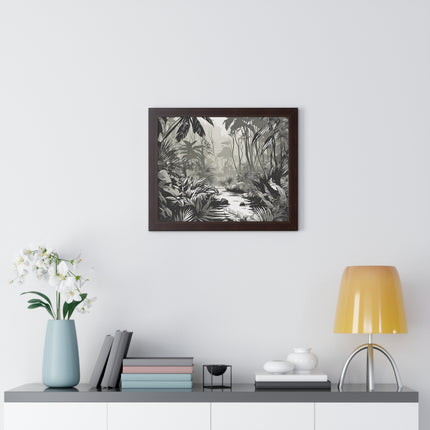 Wall Decor, Jungle Scene, Framed Wall Hanging, Black Shadow Print, Nature Scene Picture, Living Room Poster, Office Scenery