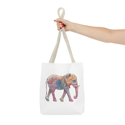 Elephant Lovers Tote | Majestic Color Pattern Custom Grocery Bag | Animal Gift Office Travel Carrier | Wild Woodland Business Traveler