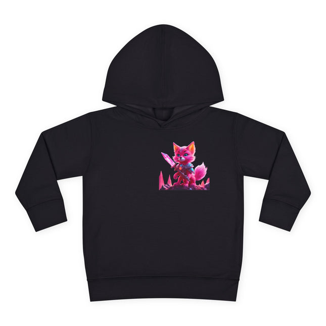 Neon Crystal Fox Toddler Girls Hoodie, Hot Pink Centaurian Cosmic Guardian Sweatshirt, Two Sided 2T 4T 5-6T Long Sleeve Hood