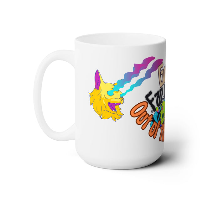 70s Groovy Coffee Cup | Trippy Psychedelic Alien Spaceship UFO Mug | Colorful Rainbow Gift | Weird Stoner Galaxy Cat Flower Teacher Gift