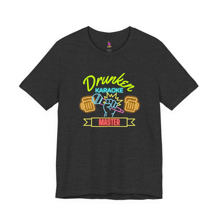 DRUNKEN KARAOKE MASTER Neon 80's Vibe T-Shirt - Funny Party Singer Tee