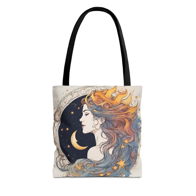 Moon Goddess Tote | Lunar Stars & Space Astronomy Grocery Bag | Laptop Book Carrier | Home Office Solar System Travel Overnight Gift