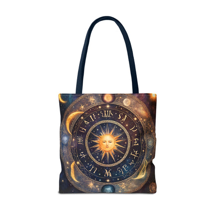 Moon Phases Tote Bag | Lunar Cycle Astronomy Wiccan Grocery Bag | Solstice Home Office Laptop Carrier | Solar System Travel Overnight Gift