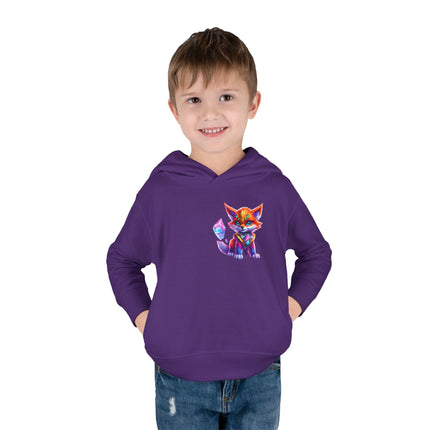 Rainbow Crystal Fox Toddler Girls Hoodie, Orange Blue Cosmic Guardian Sweatshirt, Two Sided 2T 4T 5-6T Long Sleeve Hood