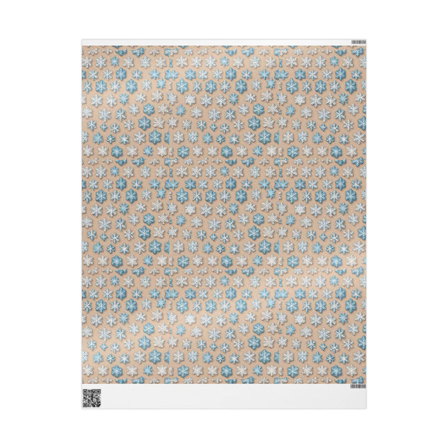 Christmas Wrapping Paper Snowflake Blue White Beige Gift Wrap Holiday Gift Wrap Roll