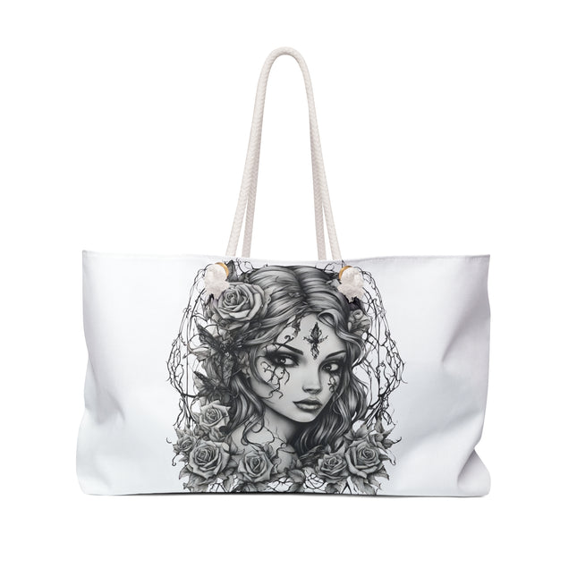 Gothic Rose Fairy Web Girl Travel Gift Bag, Flowered Spiderweb Maiden Weekend Bag, Mystical Beauty Tote