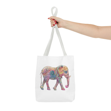 Elephant Lovers Tote | Majestic Color Pattern Custom Grocery Bag | Animal Gift Office Travel Carrier | Wild Woodland Business Traveler