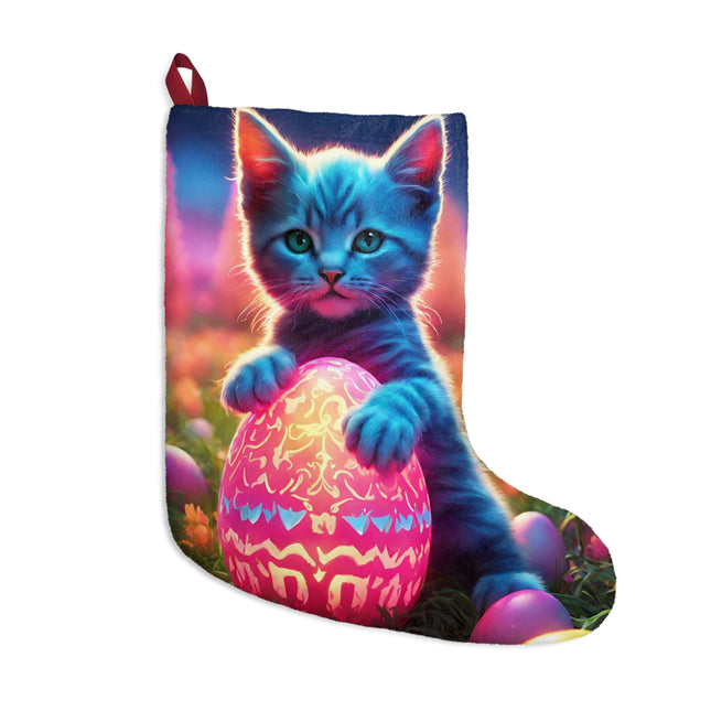 Personalized Cat Gift, Cosmic Kitten Easter Stocking, Holiday Egg Sock Stuffer, Kids Adults Cute Fun Hide and Seek Present