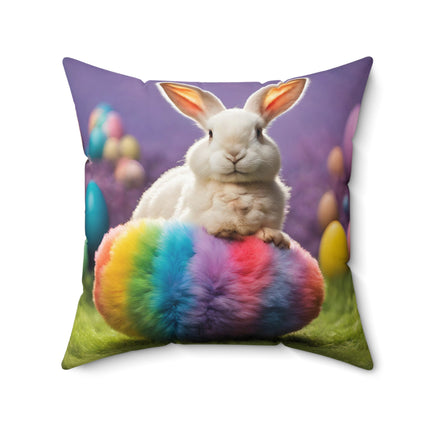 COLORFUL EASTER BUNNY Fur Egg Pillow