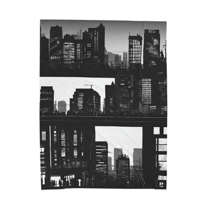 CITY SKYLINE NIGHT Blanket - Big Skyscraper Comic Style Panel Cover
