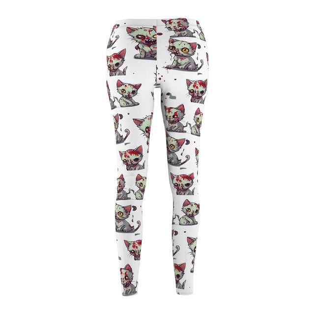 Cat Zombie Casual Leggings | Undead Brain Kittens Elastic Bottoms | Kitty Wear Tight Green Bloody Feline Womens Pants | Zombie Lover Wear