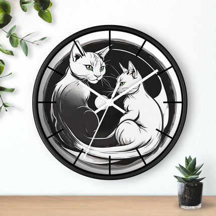 MOONLIT MEOWS Wall Clock - Romantic Cats Starry Night Decor