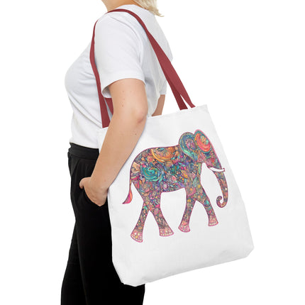 Elephant Gift Tote | Majestic Color Pattern Custom Grocery Bag | Animal Lovers Office Travel Carrier | Wild Safari Business Traveler