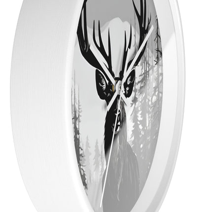 BIG BUCK HUNTER Wall Clock - Snowy Mountain Deer Hunting Decor