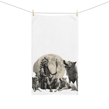 INDIAN CHIEF OF MOON WOLVES Hand Towel