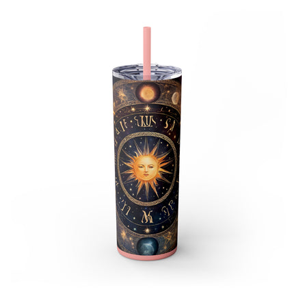 SUN & MOON PHASES Skinny Tumbler - Lunar Cycle Astronomy Night Sky Galaxy Cup