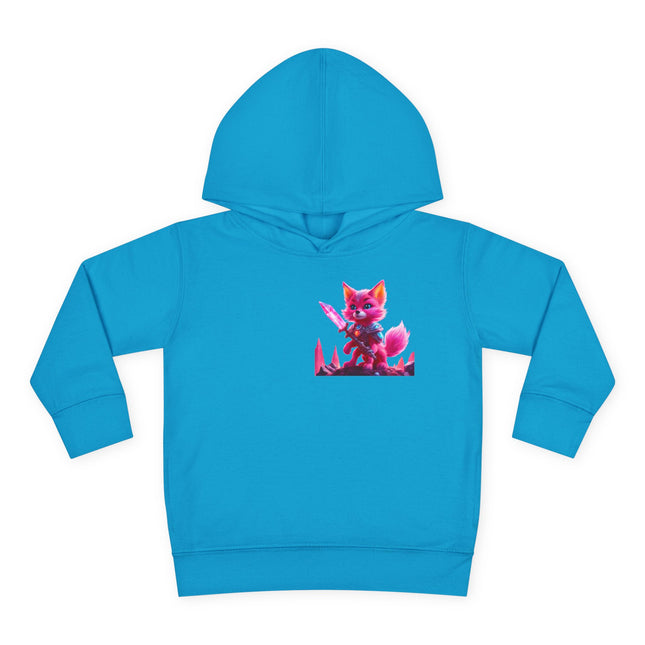 Neon Crystal Fox Toddler Girls Hoodie, Hot Pink Centaurian Cosmic Guardian Sweatshirt, Two Sided 2T 4T 5-6T Long Sleeve Hood