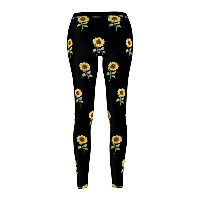 Bright Sunflower Skinny Leggings, Simple Watercolor Flower Relaxing Lounge Pants, Blossom Leaves Bloom Exercise Fitness Yoga Tights