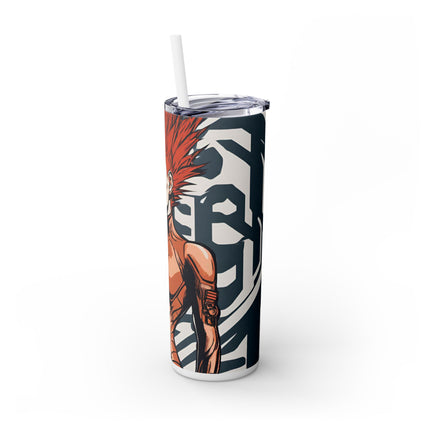 FUTURISTIC CYBER PUNK Skinny Tumbler - Leather Clad Spike Mohawk Girl Insulated Cup
