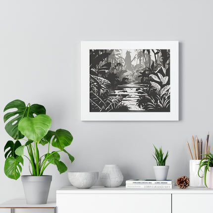 Wall Decor, Jungle Scene, Framed Wall Hanging, Black Shadow Print, Nature Scene Picture, Living Room Poster, Office Scenery