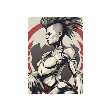 Cyborg Punk Girl Playing Cards, Leather Clad Woman Custom Poker Deck, Futuristic Rummy, Mohawk Babe Blackjack