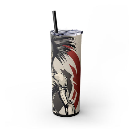 FUTURISTIC CYBER PUNK Skinny Tumbler - Sexy Cyborg Leather Clad Spike Mohawk Girl Insulated Cup