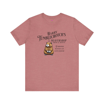 HARRY TUMBLECROTCH'S BEAVERSHOP T-Shirt - Funny Barbershop Parody Adult Humor Tee