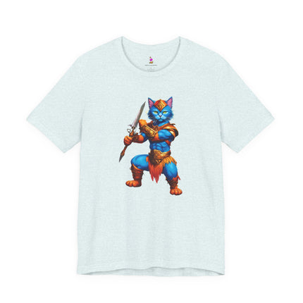 BLUE WARRIOR HULK CAT T-Shirt - Funny Superhero Feline Art Tee