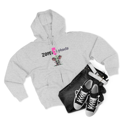 Gift Hoodie | ZombElephants Zombie Elephant Zip Jacket | Cute Anime Animal Coat | Living Dead Wacky Packages Style Wear