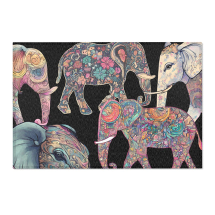 MARCH OF THE ELEPHANTS Floral Collage Area Rug